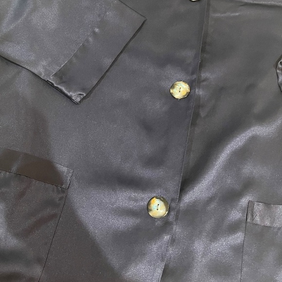 Victoria's Secret Navy Satin Pajama Set Long Sleeve & Long Pant Sz L NWT - Picture 7 of 10